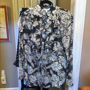 CAbi Floral Ruffle Blouse